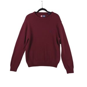 Chaps Mens Burgundy Crew Neck Long Sleeve Cotton Sweater Size L G